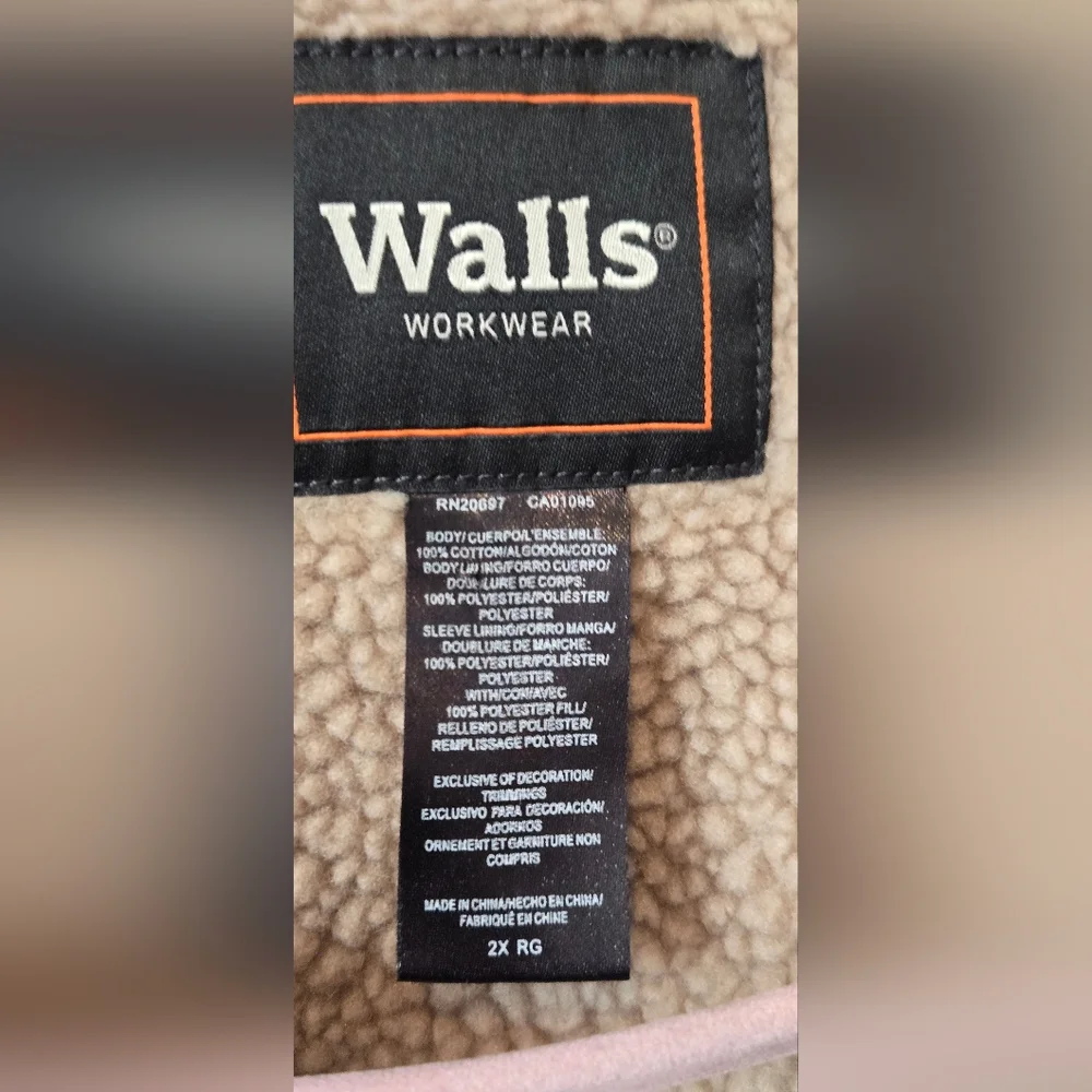 Walls Workwear Sherpa Lined Jacket Brown Canvas Snap Front Coat Warm Utility S2X - Picture 7 of 11